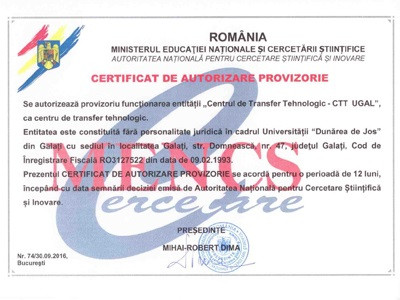 Foto certificat autorizare